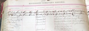 Ailesann Dyer McGuire's burial record pg 1